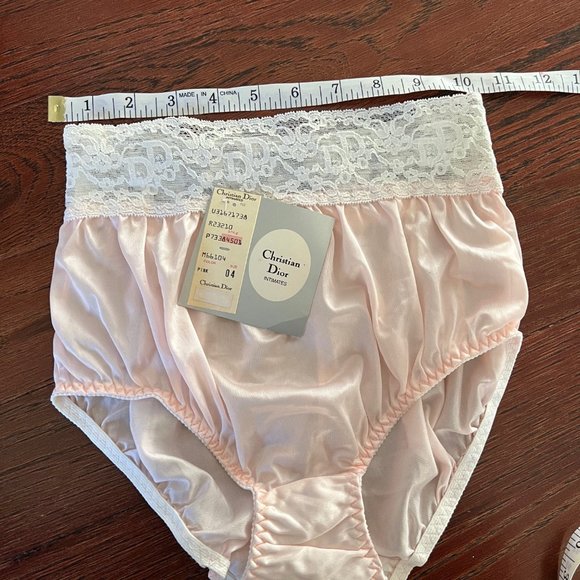 Dior Vintage High Waisted Pink & White Monogram Top Panties NWT Size 4 - Picture 10 of 10
